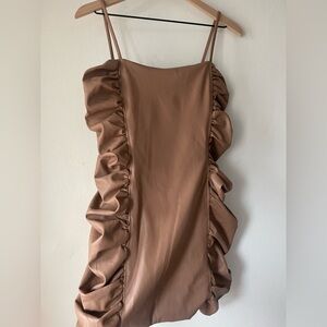 Etika Brown Ruffle Mini Dress